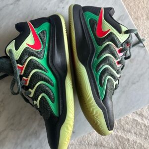 Nike Kids Black & Green Sneakers with Red Swoosh